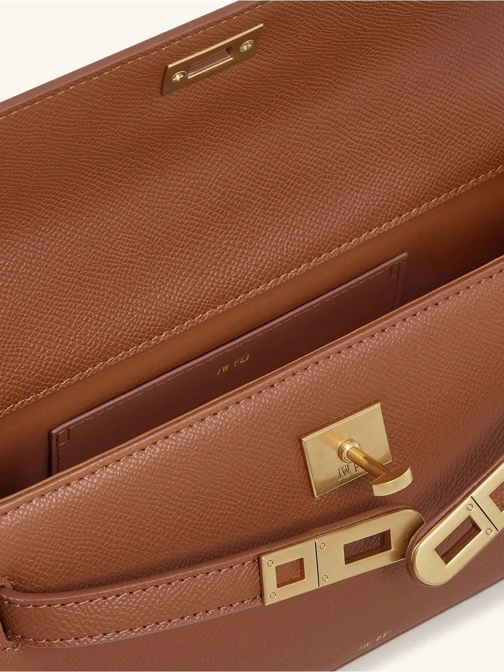 JW PEI Brown Leather Top-Handle Women's Bag with Gold Hardware
